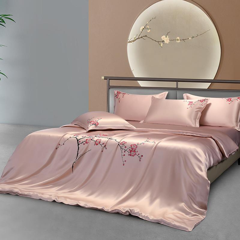 Aesthetic Floral Duvet Cover - ミュベリーシルクの花の寝具セット,柔らかな掛け布団カバー,枕カバー2枚,ダブルクイーン,25mm