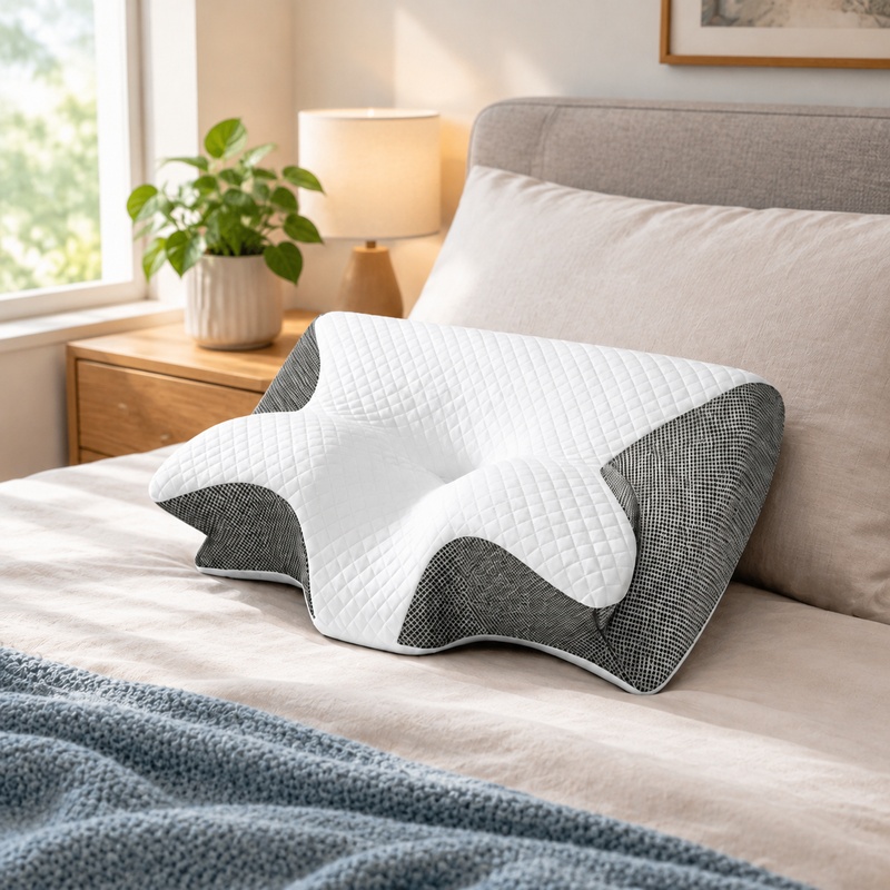 Memory Foam Orthopedic Pillow Neck Pain - 通気性に優れた整形外科用メモリーフォームネックピロー。人間工学に基づいた形状で、痛みを和らげ、快適な睡眠をサポートします。