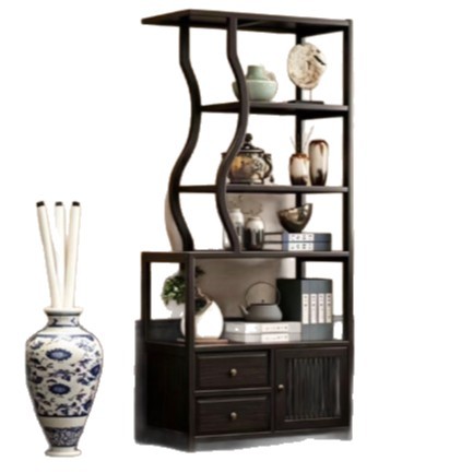 Storage & Organization - LMM製、無垢材を使用した茶葉収納ラック、茶器収納ディスプレイキャビネット、茶室用の工芸品収納棚。