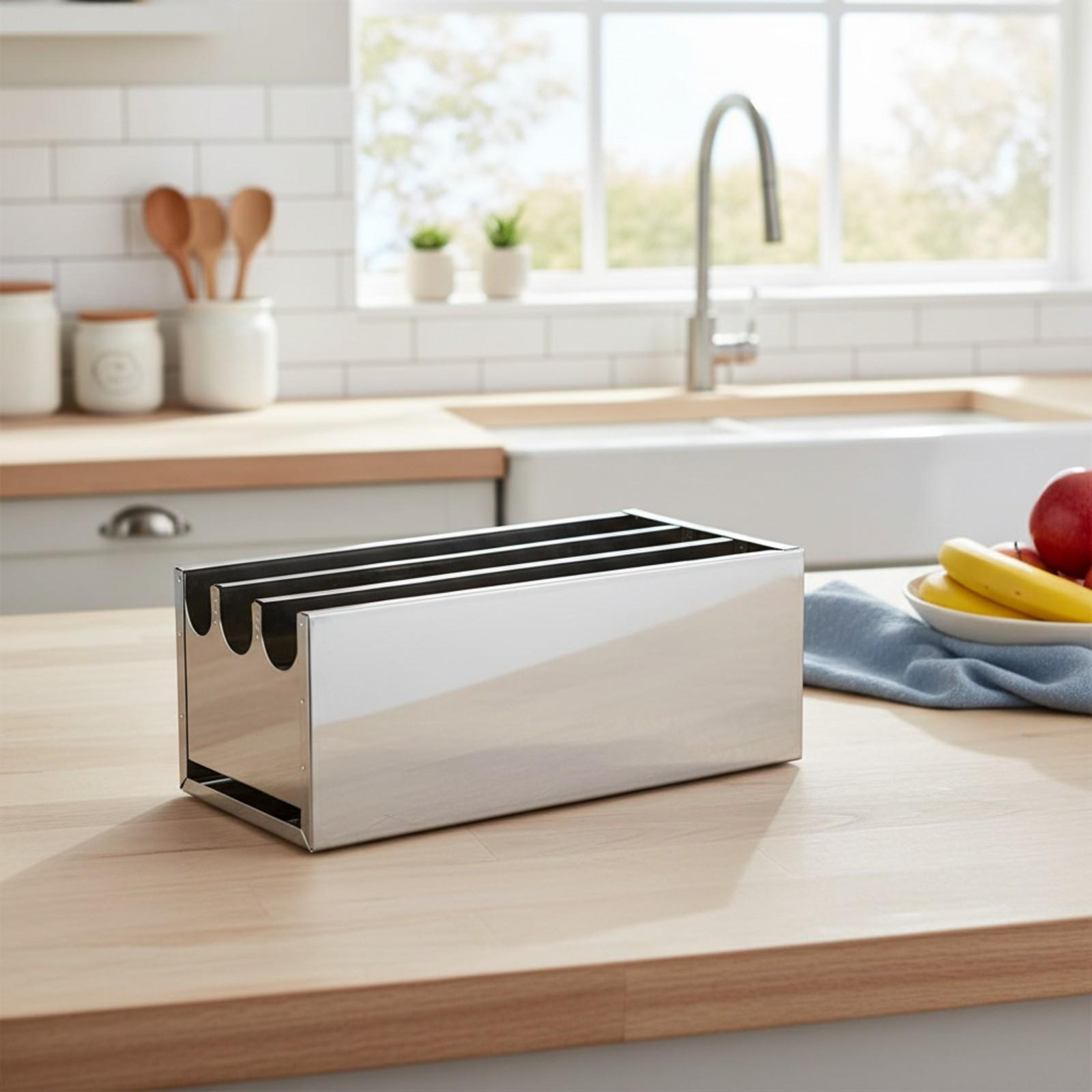 木製キッチンナイフブロックホルダー、ステンレス製カトラリーケ - Storage & Organization のレビューと価格