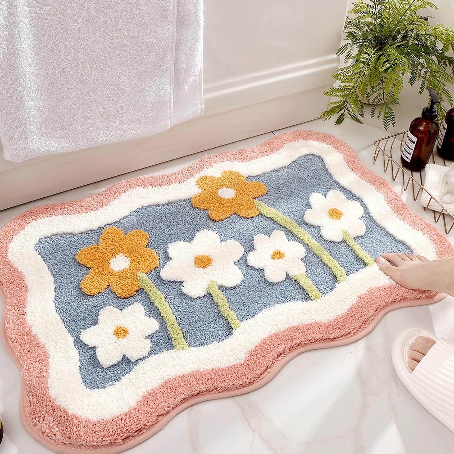 滑り止め付きバスマット、柔らかいフェイクウールラグ、速乾性、 - Quick Dry Diatomite Bath Mat のレビューと価格