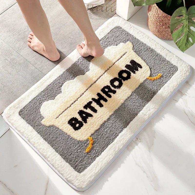 滑り止め付きバスマット、柔らかいフェイクウールラグ、速乾性、 - Quick Dry Diatomite Bath Mat のレビューと価格