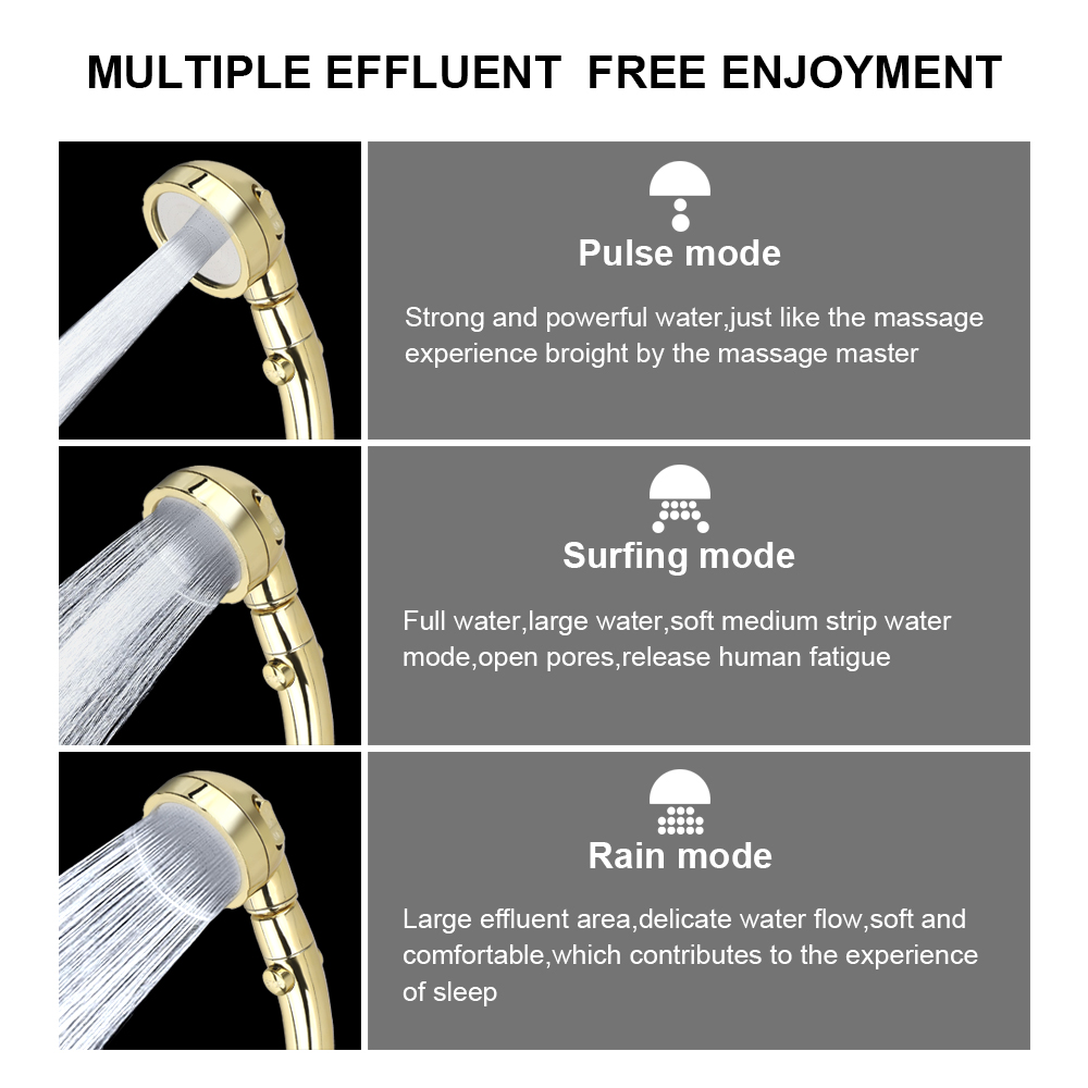 ゴールデン3モード高圧シャワーヘッドセット、ホースとホルダー - High Pressure Shower Head Handheld のレビューと価格
