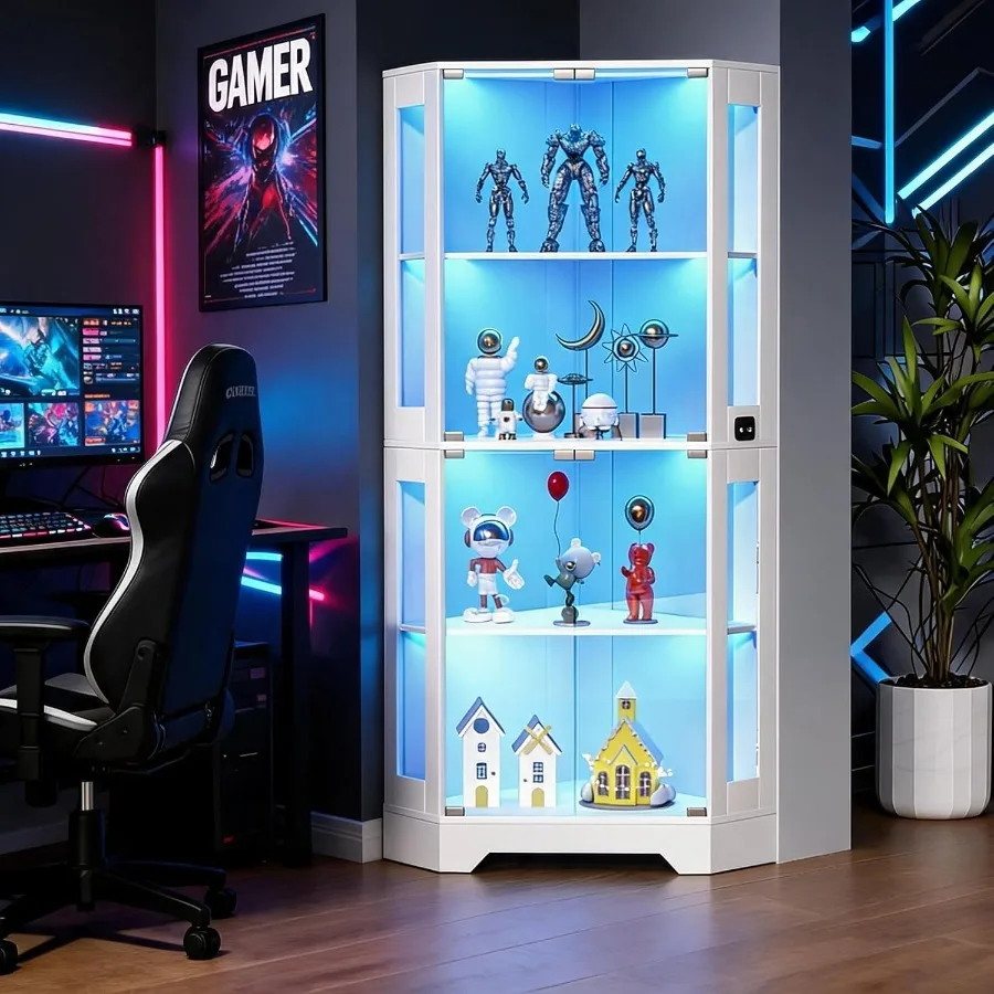 65インチの白いコーナー型コレクションキャビネット。モーショ - Storage & Organization のレビューと価格