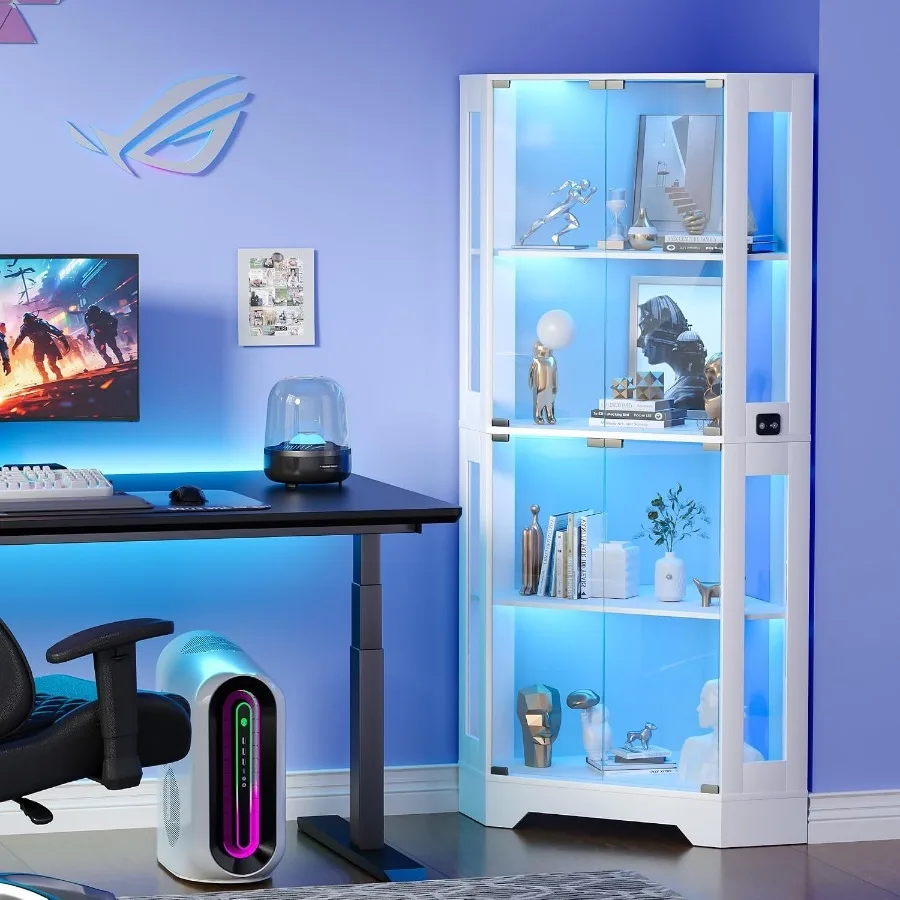 65インチの白いコーナー型コレクションキャビネット。モーショ - Storage & Organization のレビューと価格