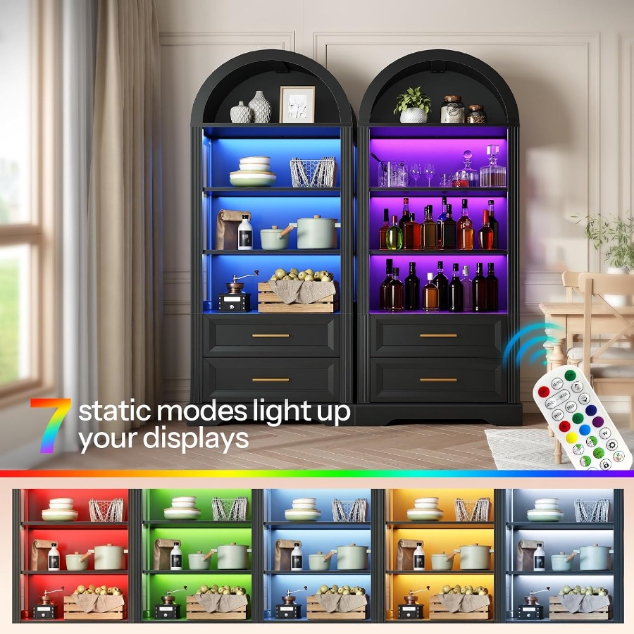 展示用キャビネット、背の高いアーチ型の本棚（引き出し2つ付き - Storage & Organization のレビューと価格