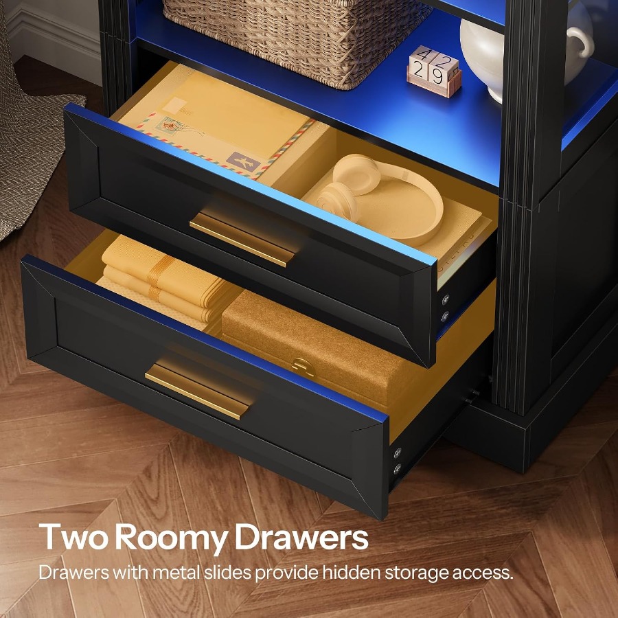 展示用キャビネット、背の高いアーチ型の本棚（引き出し2つ付き - Storage & Organization のレビューと価格