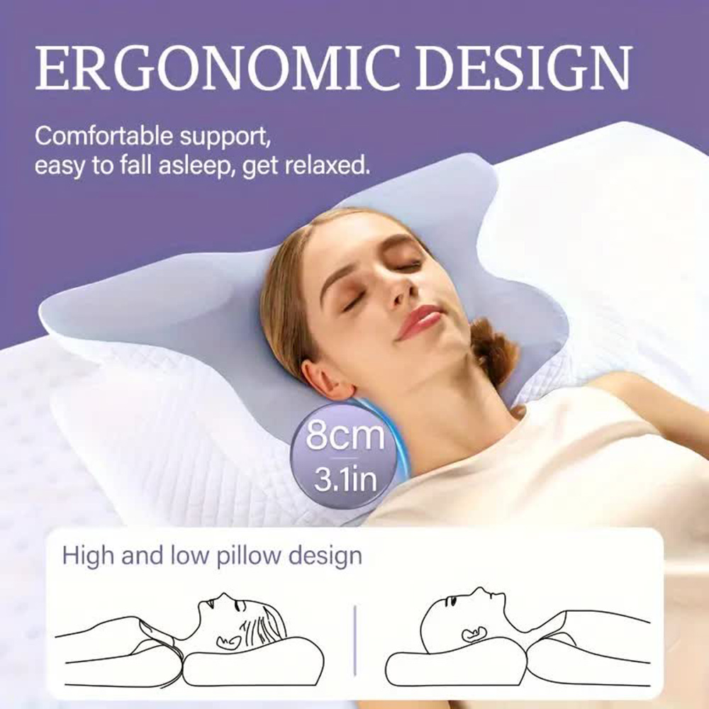 メモリーフォーム枕 バタフライ型 リラックス効果のある頸椎用 - Memory Foam Orthopedic Pillow Neck Pain のレビューと価格