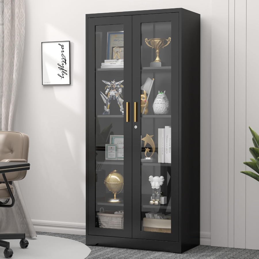 71：リビング用の鍵付きガラス製ショーケース。強化ガラス製、 - Storage & Organization のレビューと価格
