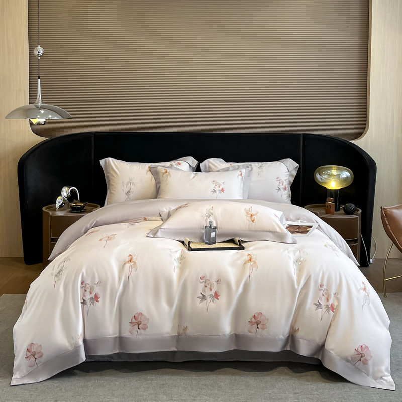 花柄プリント寝具セット高級リヨセルユーカリ繊維ソフトシルキー - Aesthetic Floral Duvet Cover のレビューと価格