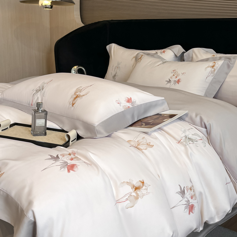 花柄プリント寝具セット高級リヨセルユーカリ繊維ソフトシルキー - Aesthetic Floral Duvet Cover のレビューと価格