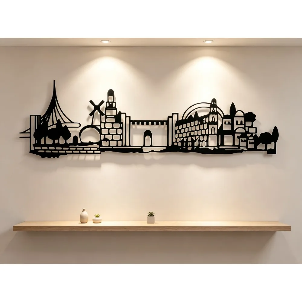 CIFBUY 鉄製ウォールアート エルサレムのスカイライン  - Home Decor のレビューと価格