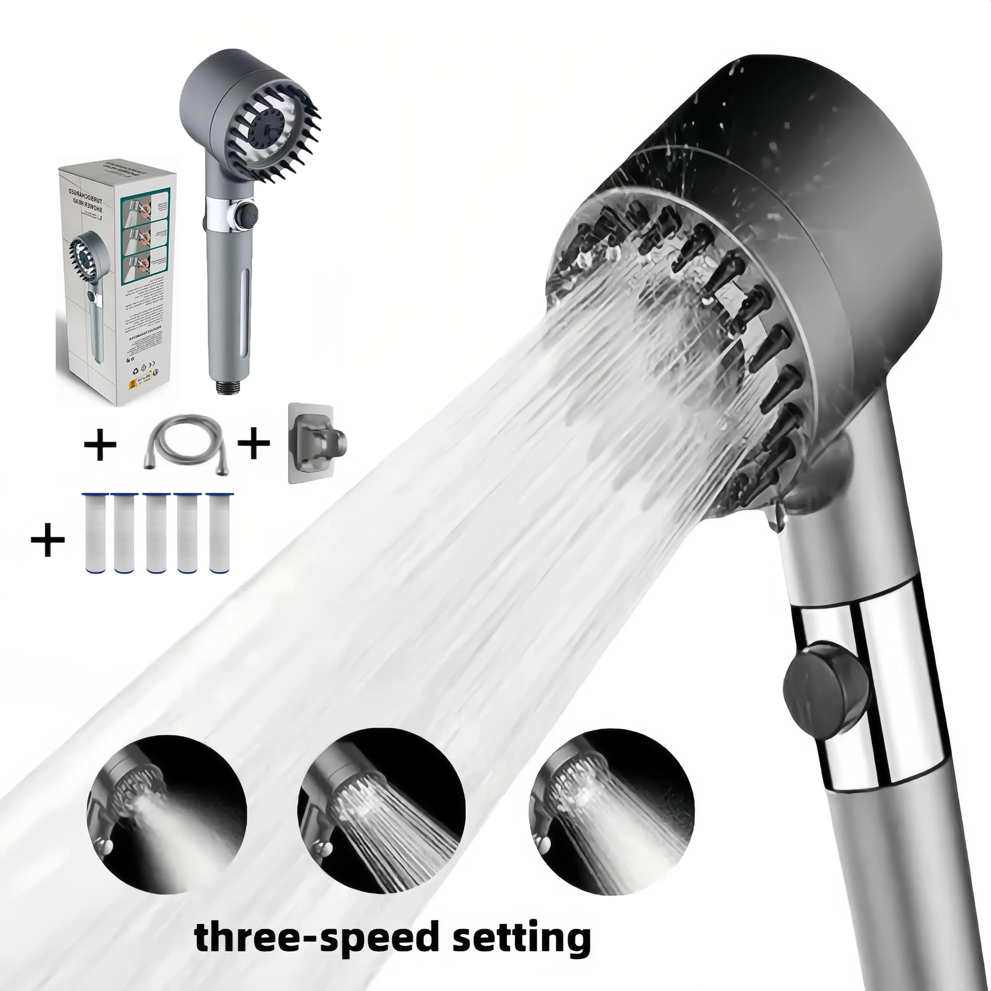 高圧フィルター内蔵のハンディシャワーヘッド。イオン機能付き、 - High Pressure Shower Head Handheld のレビューと価格